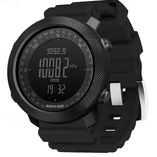 NORTH EDGE Apache Men Digital Watches Waterproof 50M Running Swimming Men Tactical Sport Watch Outdoor Sports Survival Military Watches for Men, Compass, Pedometer Calories