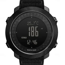NORTH EDGE Apache Men Digital Watches Waterproof 50M Running Swimming Men Tactical Sport Watch Outdoor Sports Survival Military Watches for Men, Compass, Pedometer Calories