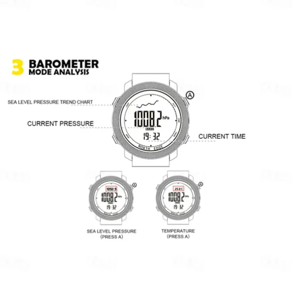 NORTH EDGE Apache Men Digital Watches Waterproof 50M Running Swimming Men Tactical Sport Watch Outdoor Sports Survival Military Watches for Men, Compass, Pedometer Calories