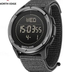 NORTH EDGE Men Digital Watch Outdoor Sports Compass Stopwatch Alarm Clock Date Nylon Strap Watch