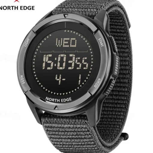 NORTH EDGE Men Digital Watch Outdoor Sports Compass Stopwatch Alarm Clock Date Nylon Strap Watch