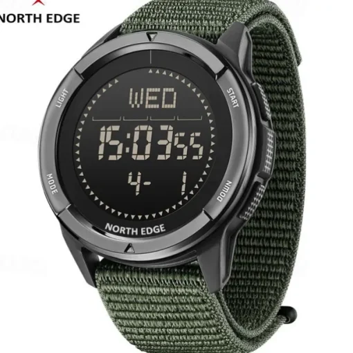 NORTH EDGE Men Digital Watch Outdoor Sports Compass Stopwatch Alarm Clock Date Nylon Strap Watch