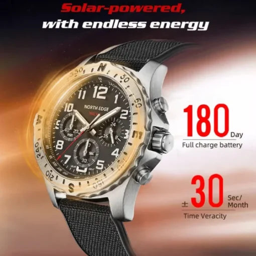 NORTH EDGE Men Quartz Watch Business Digital dial Luminous Waterproof Nylon Strap Watch