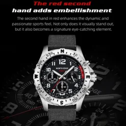 NORTH EDGE Men Quartz Watch Business Digital dial Luminous Waterproof Nylon Strap Watch