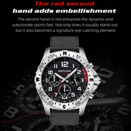 NORTH EDGE Men Quartz Watch Business Digital dial Luminous Waterproof Nylon Strap Watch