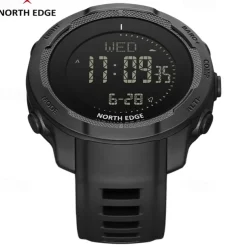 NORTH EDGE Men's Digital Watch Carbon Fiber Case For Man Sports Running Swimming WR50M Watch Altimeter Barometer Compass Thermometer Stopwatch Countdown Timer Pedometer Metronome