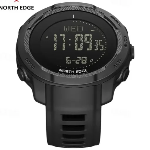 NORTH EDGE Men's Digital Watch Carbon Fiber Case For Man Sports Running Swimming WR50M Watch Altimeter Barometer Compass Thermometer Stopwatch Countdown Timer Pedometer Metronome