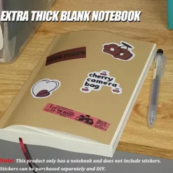 （Not Contain Stickers）Blank Notebook Super Thick Notebook Student High Value Practical Diary Notepad 256 Pages, Back to School Gift