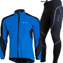 Nuckily Men's Cycling Jacket with Pants Fleece Jacket Winter Thermal Warm Windproof 3D Pad Breathable Bike Windbreaker Clothing Suit Mountain Bike MTB Road Bike Cycling Green Red Blue Bike Wear