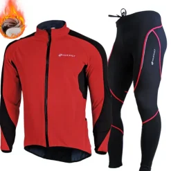 Nuckily Men's Cycling Jacket with Pants Fleece Jacket Winter Thermal Warm Windproof 3D Pad Breathable Bike Windbreaker Clothing Suit Mountain Bike MTB Road Bike Cycling Green Red Blue Bike Wear