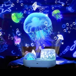 Ocean Light Projector Jellyfish Lamp for Bedroom 360 Degree Rotating Night Lights Projector 6 Colors Double-Layer Stereo Projection Effect Galaxy Projection Night Light Kids Toys Birthday