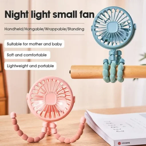 Octopus Fan Easy to Carry Multi-Functional Folding Office Desktop Outdoor Camping Stroller Handheld Fan Baby Stroller Fan Hand Held Bicycle Portable FanVentilator Silent Outdoor Cooler Neck Fan