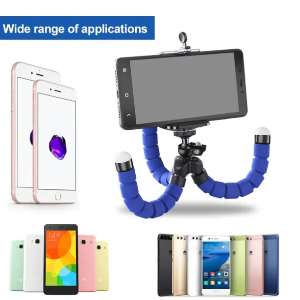 Octopus Leg Style Tripod Flexible Portable Adjustable Slip Resistant Phone Holder Mini Support with Clip for Desk Selfies Vlogging Live Streaming Compatible with Cellphone Smartphone Accessory