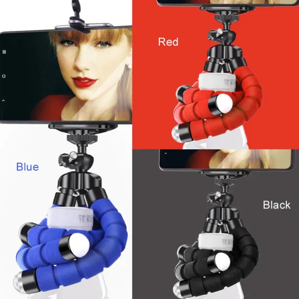 Octopus Leg Style Tripod Flexible Portable Adjustable Slip Resistant Phone Holder Mini Support with Clip for Desk Selfies Vlogging Live Streaming Compatible with Cellphone Smartphone Accessory