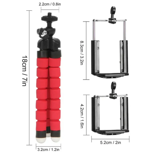 Octopus Leg Style Tripod Flexible Portable Adjustable Slip Resistant Phone Holder Mini Support with Clip for Desk Selfies Vlogging Live Streaming Compatible with Cellphone Smartphone Accessory