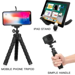 Octopus Leg Style Tripod Flexible Portable Adjustable Slip Resistant Phone Holder Mini Support with Clip for Desk Selfies Vlogging Live Streaming Compatible with Cellphone Smartphone Accessory
