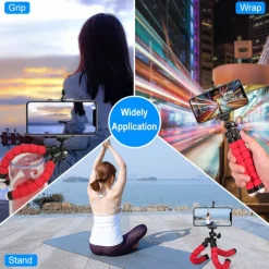 Octopus Leg Style Tripod Flexible Portable Adjustable Slip Resistant Phone Holder Mini Support with Clip for Desk Selfies Vlogging Live Streaming Compatible with Cellphone Smartphone Accessory