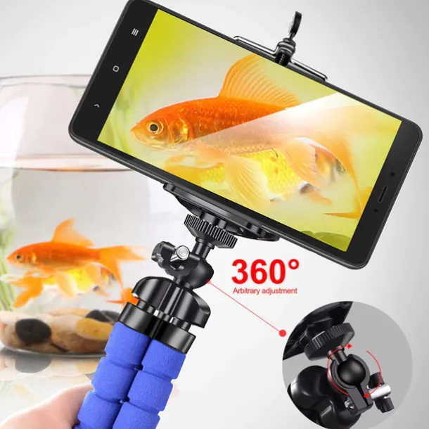 Octopus Leg Style Tripod Flexible Portable Adjustable Slip Resistant Phone Holder Mini Support with Clip for Desk Selfies Vlogging Live Streaming Compatible with Cellphone Smartphone Accessory