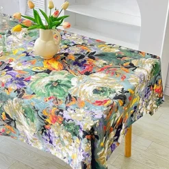 Oil Painting Design Tablecloth Artistic and Elegant Table Cover Featuring Classic Oil Painting Patterns Ideal for Adding a Unique and Sophisticated Touch to Your Dining Table Perfect for Home Decor a