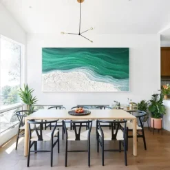 Oil painting handmade 3D Ocean Wave Oil Painting handmade pattle knife 3d Beach Painting Handpainted Landscape wave Painting Seascape wave oil painting for living room bedroom Home Decortion best Gift