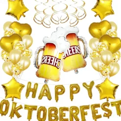Oktoberfest Balloon 16 Inch Golden Aluminum Film Balloon Large Wine Glass Venue Decoration