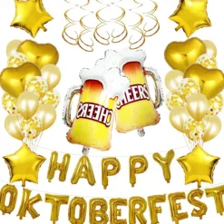 Oktoberfest Balloons balloon 16 inch golden aluminum film balloon large wine glass venue decoration atmosphere