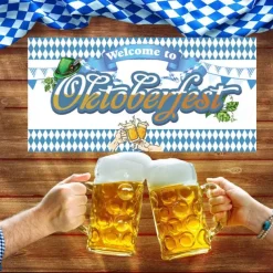 Oktoberfest Banner Hanging Flag Door Curtain Beer Theme Couplet Background Cloth Festival Hanging Cloth