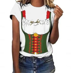 Oktoberfest Beer Bavarian T-shirt Anime 3D Graphic For Women's Adults' Oktoberfest Beer Masquerade 3D Print Casual Daily