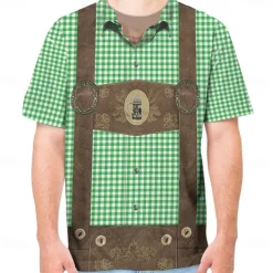 Oktoberfest Beer Bavarian T-shirt Lederhosen 3D Graphic For Men's Adults' Carnival Oktoberfest Beer 3D Print Party Casual Daily