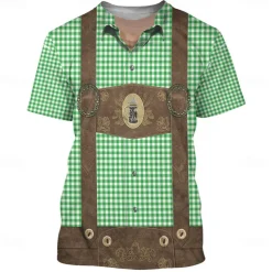 Oktoberfest Beer Bavarian T-shirt Lederhosen 3D Graphic For Men's Adults' Carnival Oktoberfest Beer 3D Print Party Casual Daily