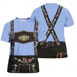 Oktoberfest Beer Bavarian T-shirt Lederhosen 3D Graphic For Men's Adults' Carnival Oktoberfest Beer 3D Print Party Casual Daily