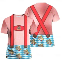 Oktoberfest Beer Bavarian T-shirt Lederhosen 3D Graphic For Men's Adults' Carnival Oktoberfest Beer 3D Print Party Casual Daily