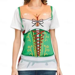 Oktoberfest Beer Bavarian T-shirt Lederhosen 3D Graphic For Women's Adults' Carnival Oktoberfest Beer 3D Print Party Casual Daily