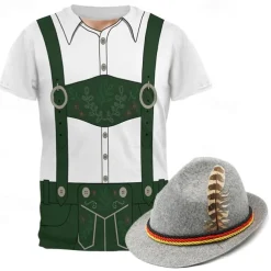Oktoberfest Beer Bavarian Outfits T-shirt Lederhosen 3D Graphic For Men's Unisex Adults' Carnival Oktoberfest Beer 3D Print Casual Daily