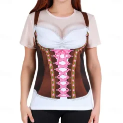 Oktoberfest Beer Bavarian T-shirt 3D Graphic For Women's Adults' Carnival Oktoberfest Beer 3D Print Casual Daily Festival