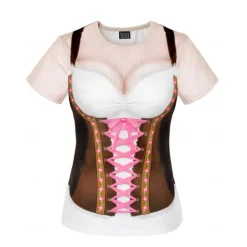 Oktoberfest Beer Bavarian T-shirt 3D Graphic For Women's Adults' Carnival Oktoberfest Beer 3D Print Casual Daily Festival