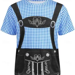 Oktoberfest Beer Bavarian Outfits T-shirt Lederhosen 3D Graphic For Men's Adults' Oktoberfest Beer 3D Print Party Casual Daily