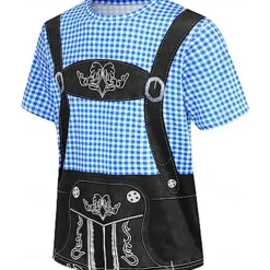 Oktoberfest Beer Bavarian Outfits T-shirt Lederhosen 3D Graphic For Men's Adults' Oktoberfest Beer 3D Print Party Casual Daily