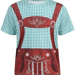 Oktoberfest Beer Bavarian Outfits T-shirt Lederhosen 3D Graphic For Men's Adults' Oktoberfest Beer 3D Print Party Casual Daily
