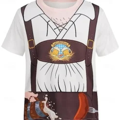 Oktoberfest Beer Bavarian Outfits T-shirt Lederhosen 3D Graphic For Men's Adults' Oktoberfest Beer 3D Print Party Casual Daily