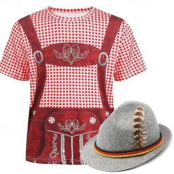 Oktoberfest Beer Bavarian Outfits T-shirt Lederhosen 3D Graphic For Men's Adults' Oktoberfest Beer 3D Print Party Casual Daily