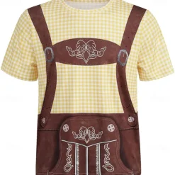 Oktoberfest Beer Bavarian Outfits T-shirt Lederhosen 3D Graphic For Men's Adults' Oktoberfest Beer 3D Print Party Casual Daily