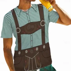 Oktoberfest Beer Bavarian T-shirt Lederhosen 3D Graphic For Men's Adults' Carnival Oktoberfest Beer 3D Print Party Casual Daily