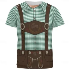 Oktoberfest Beer Bavarian T-shirt Lederhosen 3D Graphic For Men's Adults' Carnival Oktoberfest Beer 3D Print Party Casual Daily