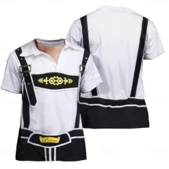 Oktoberfest Beer Bavarian T-shirt Lederhosen 3D Graphic For Men's Adults' Carnival Oktoberfest Beer 3D Print Party Casual Daily
