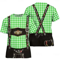 Oktoberfest Beer Bavarian T-shirt Lederhosen 3D Graphic For Men's Adults' Carnival Oktoberfest Beer 3D Print Party Casual Daily