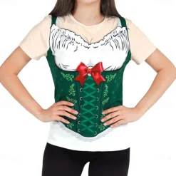 Oktoberfest Beer Bavarian T-shirt Anime 3D Graphic For Women's Adults' Carnival Oktoberfest Beer Masquerade 3D Print Casual Daily Festival