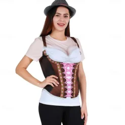 Oktoberfest Beer Bavarian T-shirt Anime 3D Graphic For Women's Adults' Carnival Oktoberfest Beer Masquerade 3D Print Casual Daily Festival