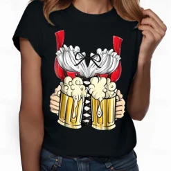 Oktoberfest Beer Bavarian T-shirt Lederhosen 3D For Women's Adults' Carnival Oktoberfest Beer Hot Stamping Party Casual Daily