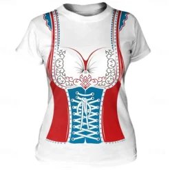 Oktoberfest Beer Bavarian T-shirt Lederhosen 3D For Women's Adults' Carnival Oktoberfest Beer Hot Stamping Party Casual Daily